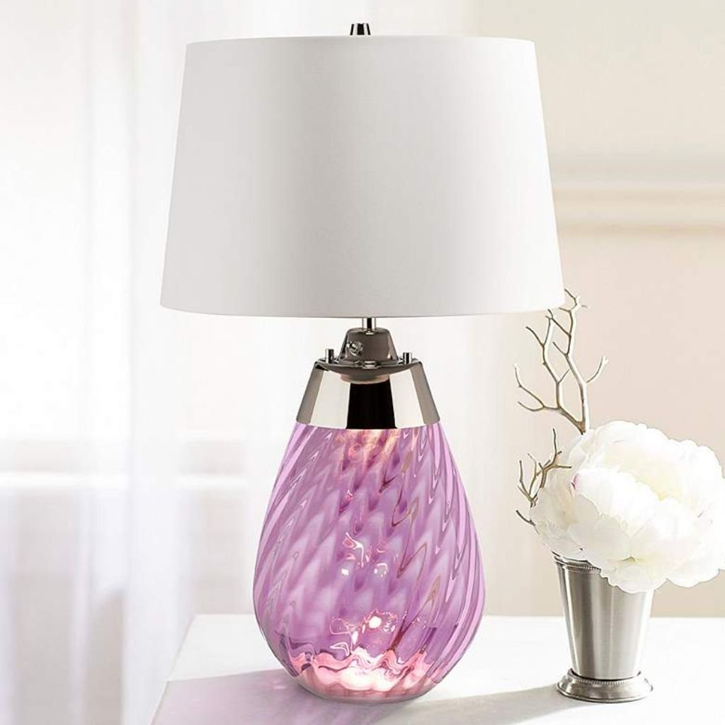 1 PLUM ART GLASS SMALL TABLE LAMP