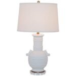 CREAM CRACKLED GLAZE PORCELAIN VASE TABLE LAMP