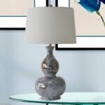 GLOSS BLUE MIST GRAY CERAMIC TABLE LAMP