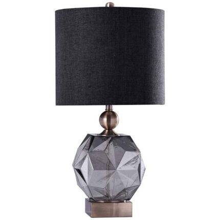 SMOKED GRAY GLASS TABLE LAMP