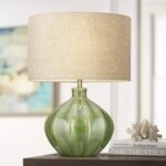 MID CENTURY MODERN GREEN CERAMIC TABLE LAMP