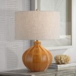 MID CENTURY MODERN BROWN CERAMIC TABLE LAMP
