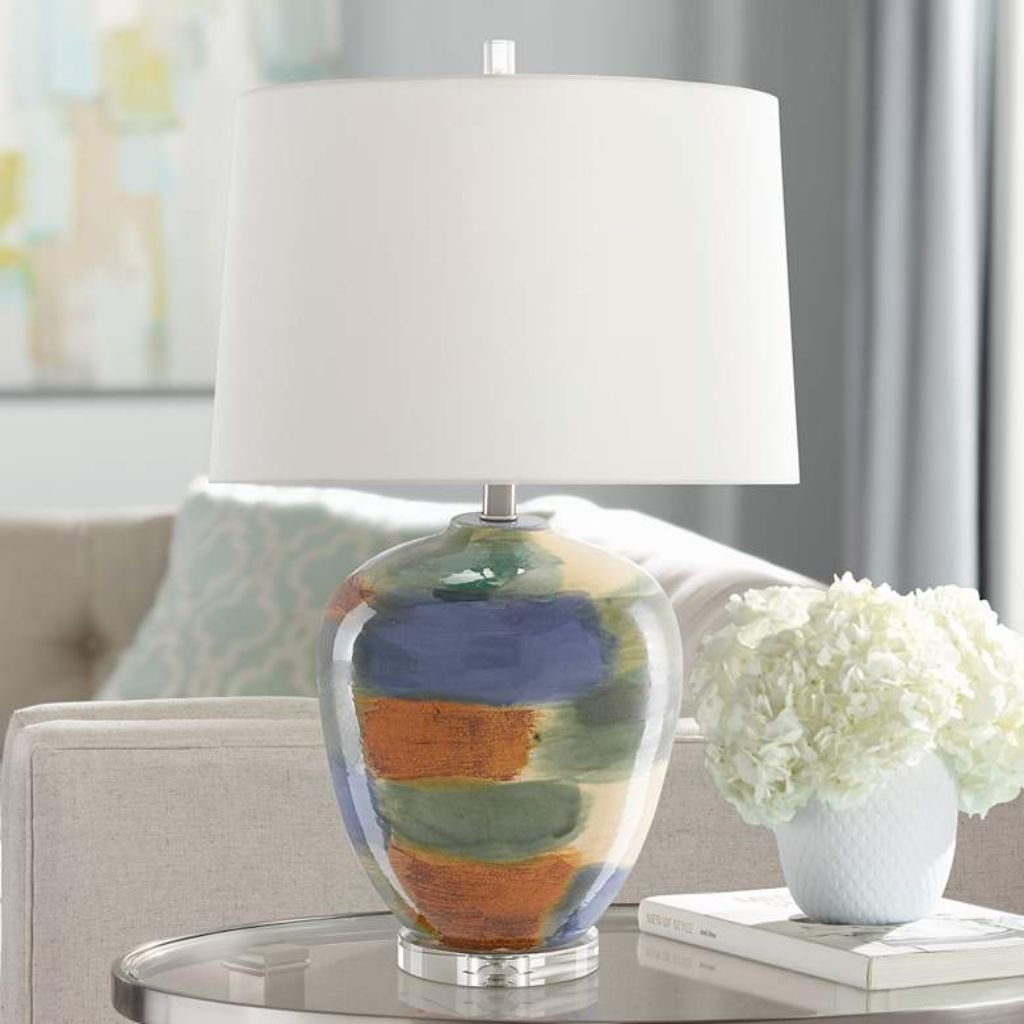1 RAINBOW MULTI COLOR PORCELAIN TABLE LAMP