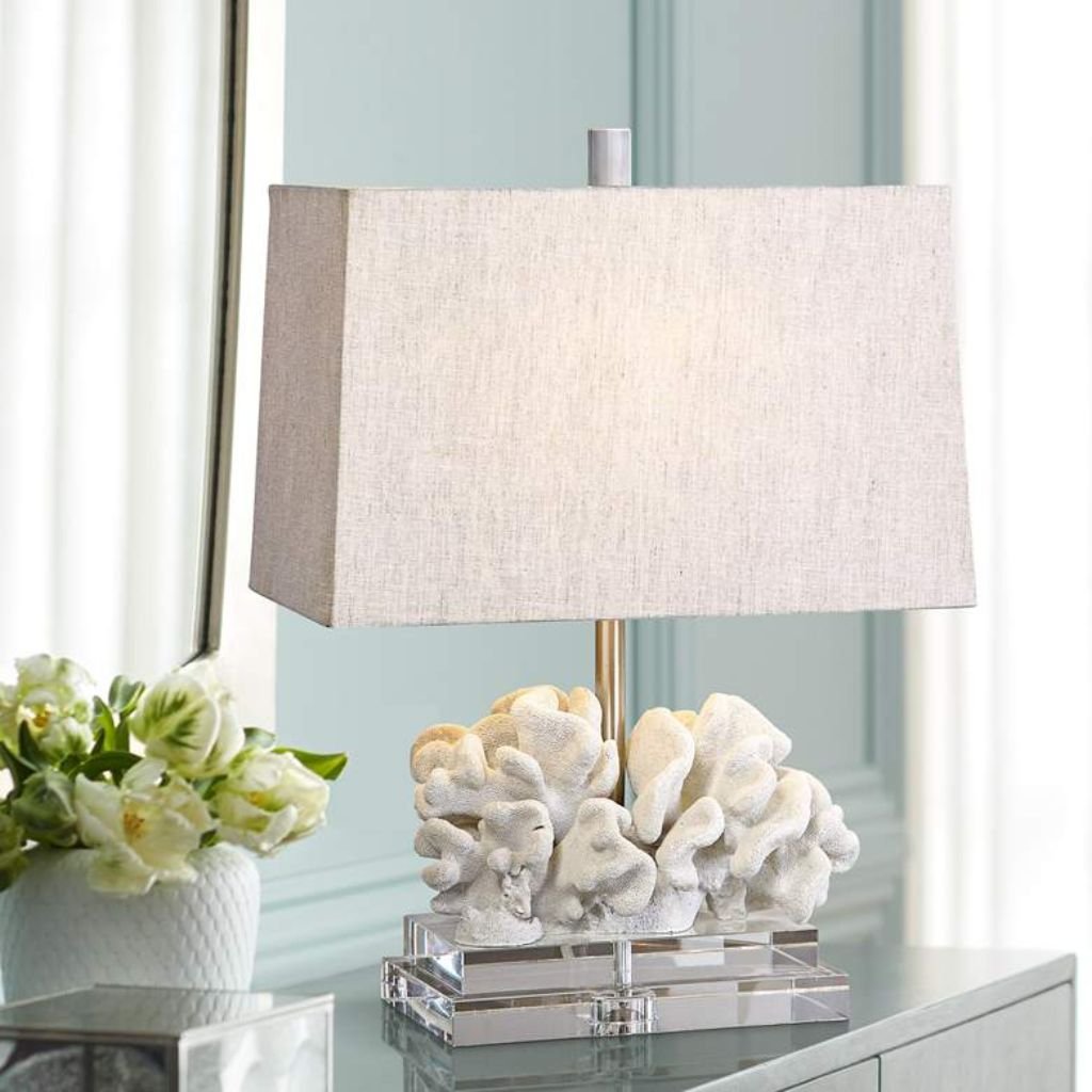 1 TAUPE IVORY FINISH COASTAL CORAL TABLE LAMP