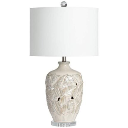 COASTAL LEAF CREAM CERAMIC TABLE LAMP