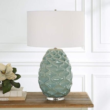 SEA FOAM GLOSS GLAZE CERAMIC TABLE LAMP