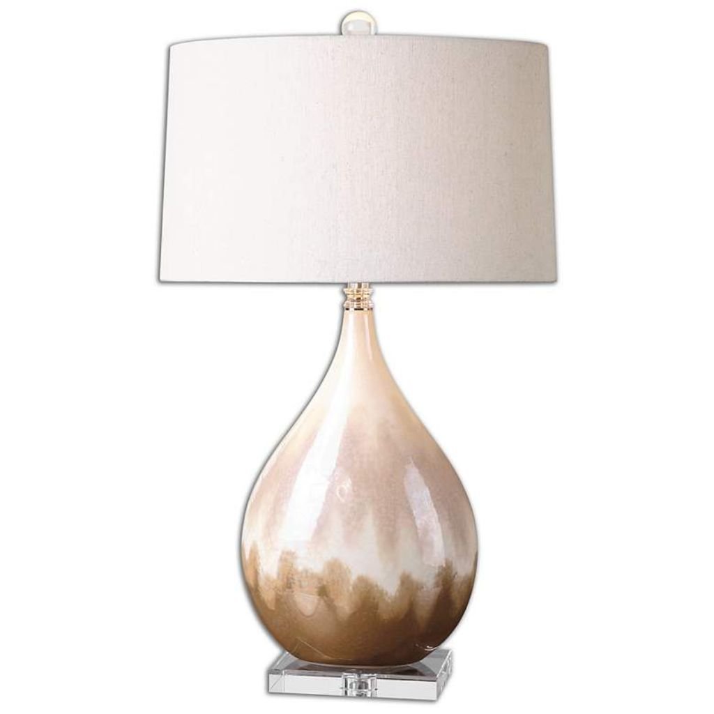 1 BEIGE AND IVORY TEARDROP CERAMIC TABLE LAMP