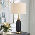 UTTERMOST MATTE BLACK GLASS TABLE LAMP