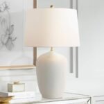 GLOSSY CREAM WHITE PORCELAIN TABLE LAMP