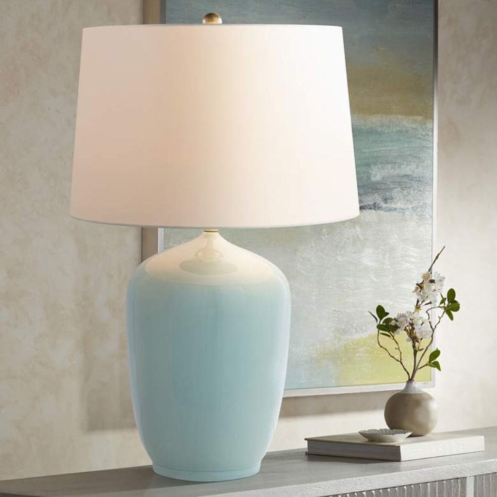 1 SOFT SKY CELADON BLUE PORCELAIN TABLE LAMP