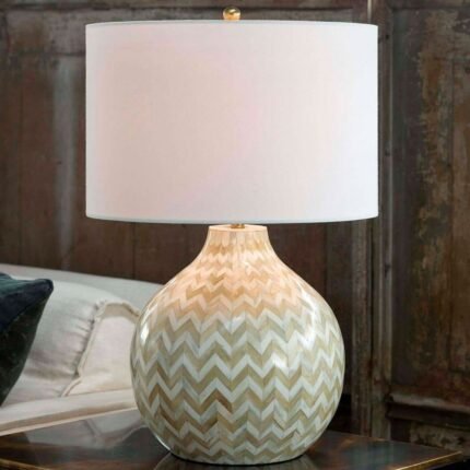 MULTICOLOR BONE CHEVRON JUG TABLE LAMP