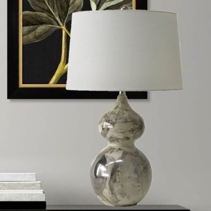 GOURD IN GLOSS GREY TABLE LAMP