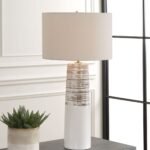 WHITE GLAZE CERAMIC TABLE LAMP