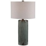 AQUA BLUE COLUMN CERAMIC TABLE LAMP