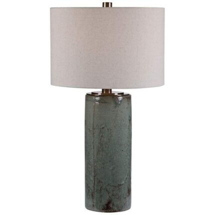 AQUA BLUE COLUMN CERAMIC TABLE LAMP