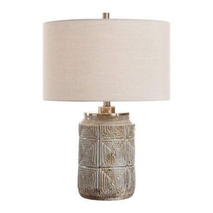 DUSTY GRAY CERAMIC TABLE LAMP