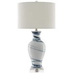 WHITE AND BLUE PORCELAIN TABLE LAMP