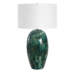 EMERALD GREEN DRIP GLAZE CERAMIC TABLE LAMP