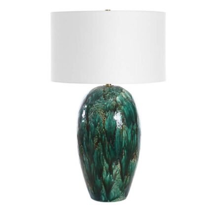 EMERALD GREEN DRIP GLAZE CERAMIC TABLE LAMP