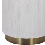 TEXTURED WHITE WASHED WOOD METAL TABLE LAMP