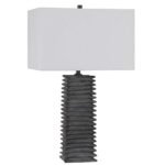 METALLIC CHARCOAL GLAZE CERAMIC TABLE LAMP