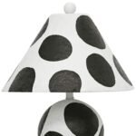 BLACK AND WHITE PAPIER MACHE TABLE LAMP
