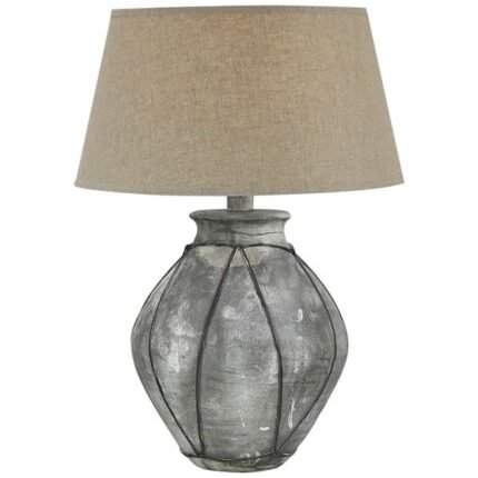 GRAY WASH HYDROCAL RUSTIC VASE TABLE LAMP