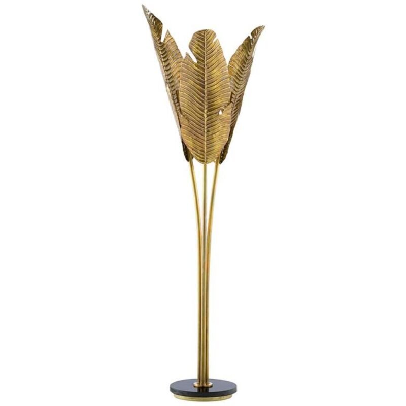 TROPICAL VINTAGE BRASS METAL FLOOR LAMP