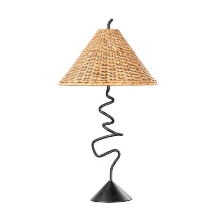 ALARIC FORGED IRON RATTAN SHADE TABLE LAMP