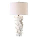 SATIN WHITE SCULPTURE CERAMIC TABLE LAMP