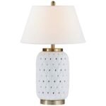WHITE WICKER CERAMIC TABLE LAMP