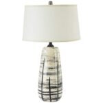 BLACK AND WHITE CERAMIC VASE TABLE LAMP