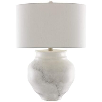 WHITE AND GRAY MARBLE TERRACOTTA TABLE LAMP