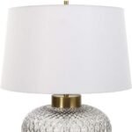 LIGHT SMOKE GRAY GLASS TABLE LAMP