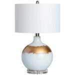 REVERSE PAINTED WHITE GOLD LAMP