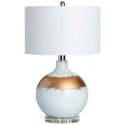 REVERSE PAINTED WHITE GOLD LAMP