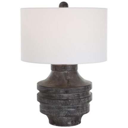 TIMBER BLACK WOOD GRAIN ACCENT TABLE LAMP