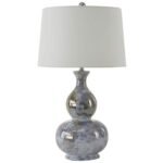 GLOSS BLUE MIST GRAY CERAMIC TABLE LAMP