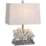 TAUPE IVORY FINISH COASTAL CORAL TABLE LAMP