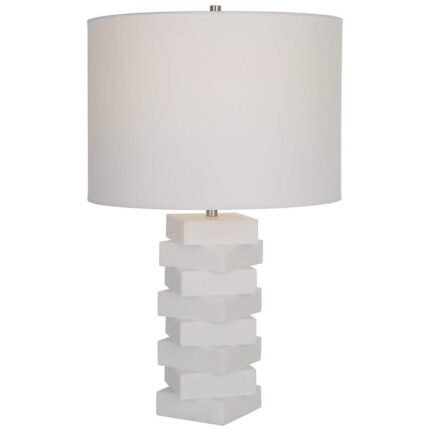 IVORY STACKED STONE ACCENT TABLE LAMP