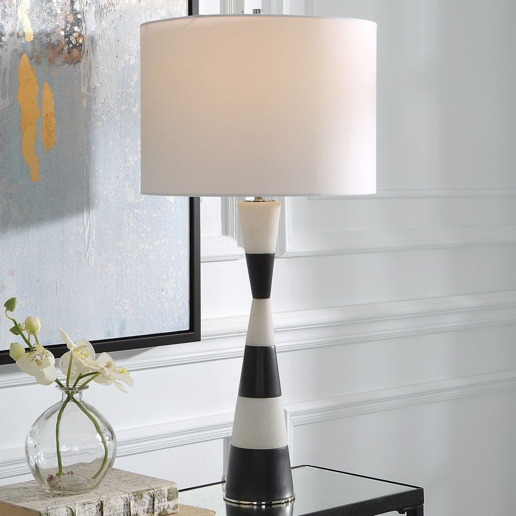 200_image2 BANDED BLACK WHITE STONE TABLE LAMP