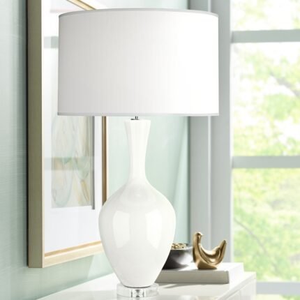 LILY WHITE CERAMIC BUFFET TABLE LAMP