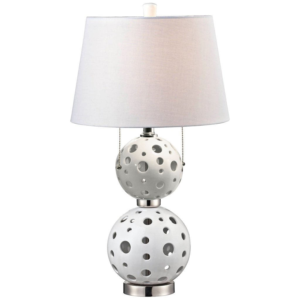 202_image1 ENCORE STACKED SNOWBALL WHITE CERAMIC TABLE LAMP