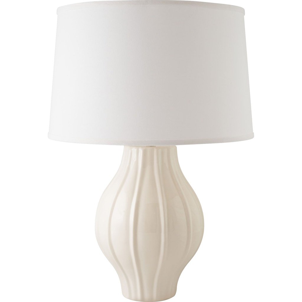 203_image1 FLUTED GLOSS WHITE CERAMIC TABLE LAMP