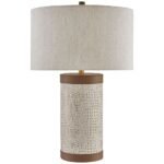 BAPTISTE IVORY LEATHER TABLE LAMP