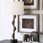 HIGH BRONZE CAST IRON TABLE LAMP