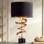TWIST MARBLE AND BRASS SCULPTURE TABLE LAMP