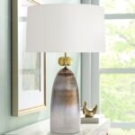 LUSTER OMBRE GLASS ANTIQUE BRASS TABLE LAMP