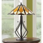 DIAMOND FLARE BRONZE ART GLASS TABLE LAMP