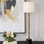ANTIQUE BRASS METAL BUFFET TABLE LAMP